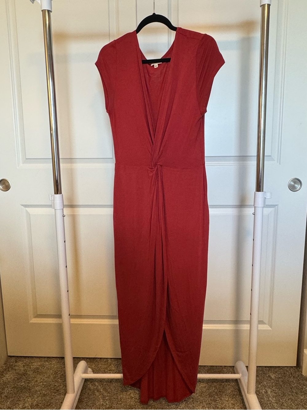 Rolla Coster Red Twist-Front Cap Sleeve Midi/ High-Low Dress